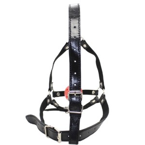 Mordaça com Bola, Argolas em Metal e Testeira Regulável