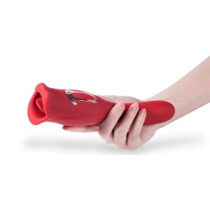 Vibrador Duplo Formato Boca com Língua
