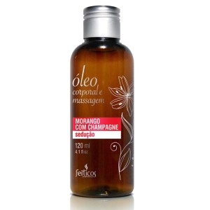 ÓLEO PARA MASSAGEM  MORANGO C/ CHAMPAGNE SEDUÇÃO 120ml FEITIÇOS AROMÁTICOS