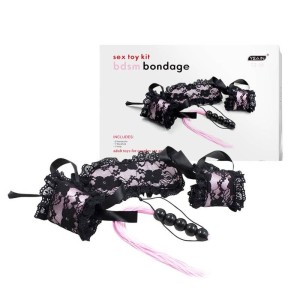 Kit Bondage com 3 Peças com Detalhes em Renda e Fitas de Cetim
