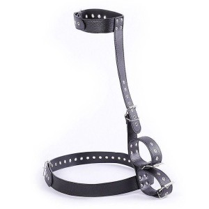 Coleira com Algema de Couro PU