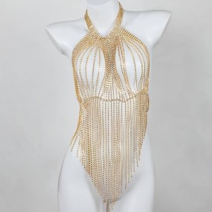 Frente Única em Fios de Strass com Franjas