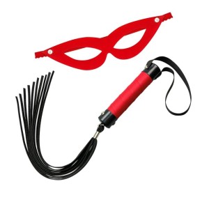 KIT 2  SADO CHICOTE 40CM E MÁSCARA VERMELHA LA PIMIENTA